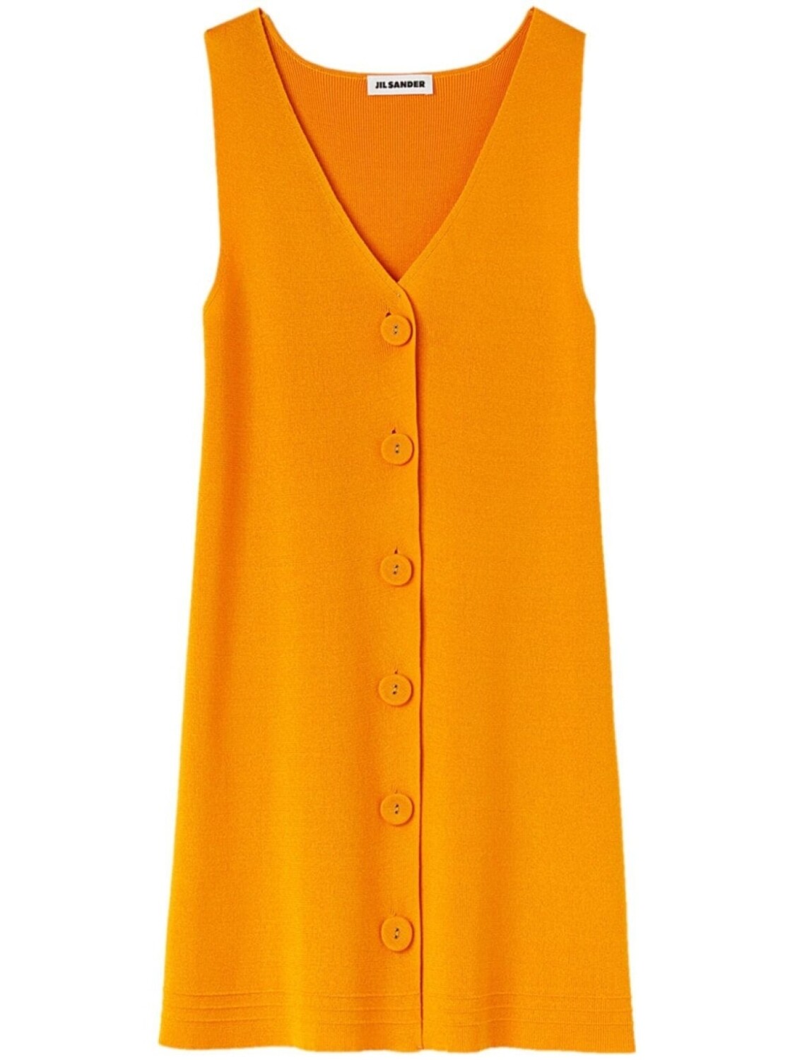 

Трикотажное платье мини с V-образным вырезом Jil Sander, желтый