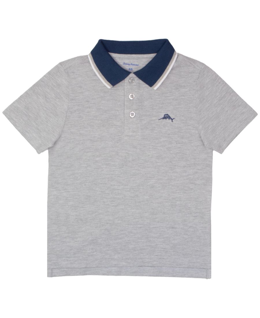 

Детская поло-рубашка с коротким рукавом и вышивкой, меланжевого цвета Tommy Bahama, Heather gray