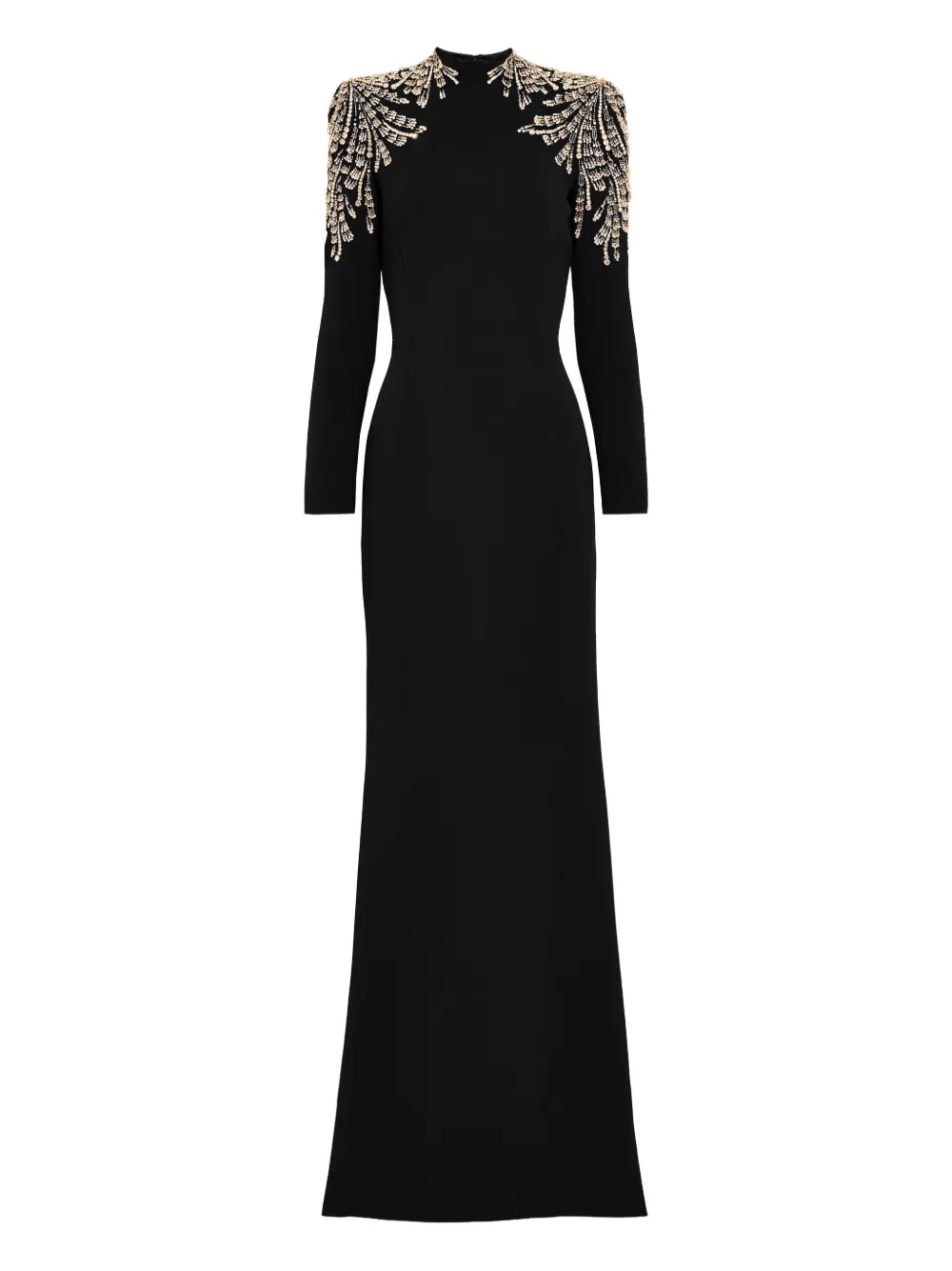 

Декорированное платье макси с высоким воротником Jenny Packham, черный