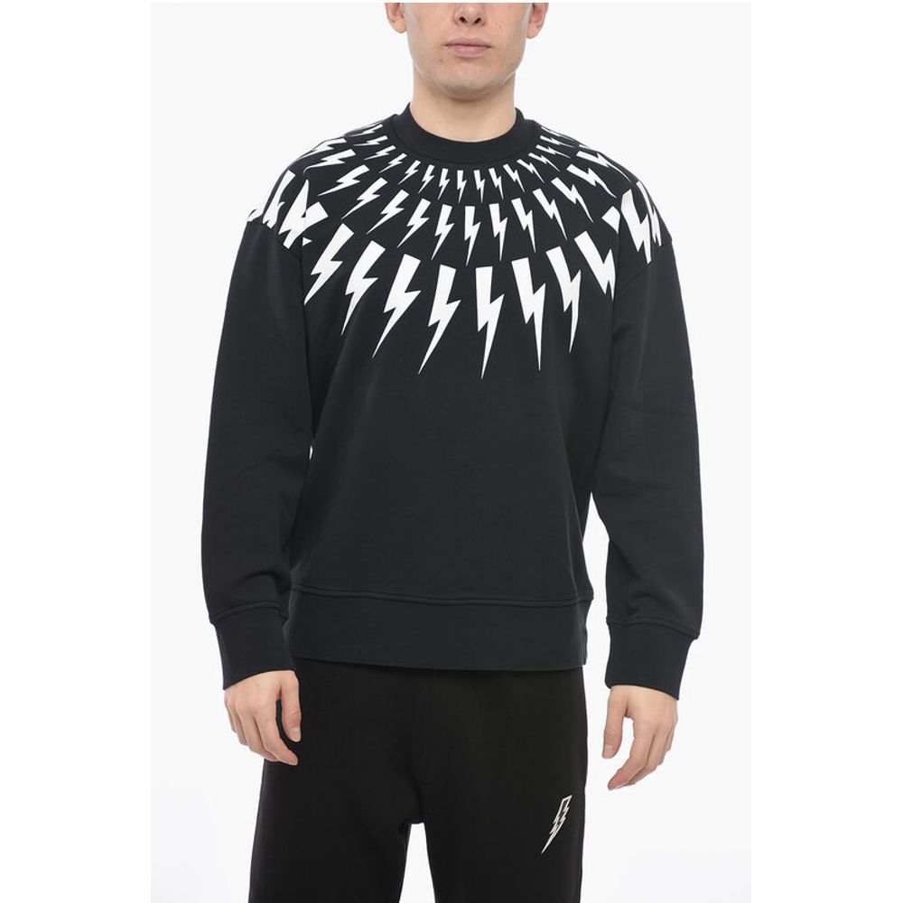 

Толстовка FAIRISLE THUNDERBOLT из начесаного хлопка с легкой посадкой Neil Barrett, Black