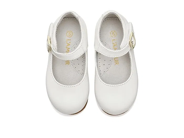 Туфли балетки с перламутровым блеском Rebecca L'Amour Shoes Kids, Neutral White — фото 3
