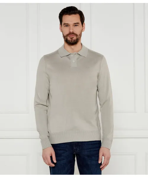 

Рубашка-Поло из шерсти Avac Slim fit Boss Orange, бежевый