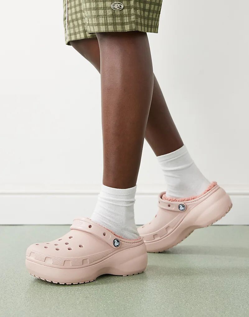 Классические сабо Croc на платформе из розовой глины Crocs — фото 2
