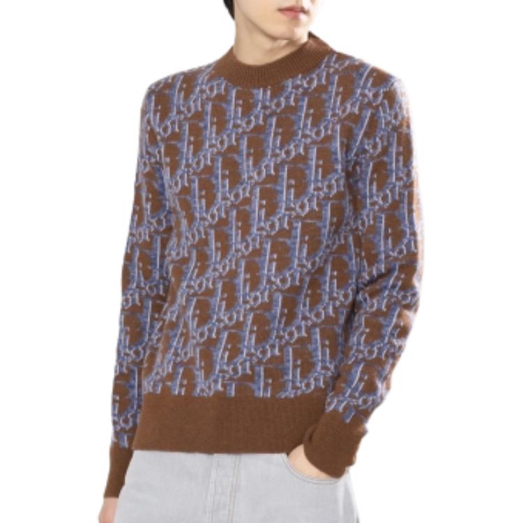 

Dior Мужской свитер, коричневый, с круглым вырезом, средней жесткости