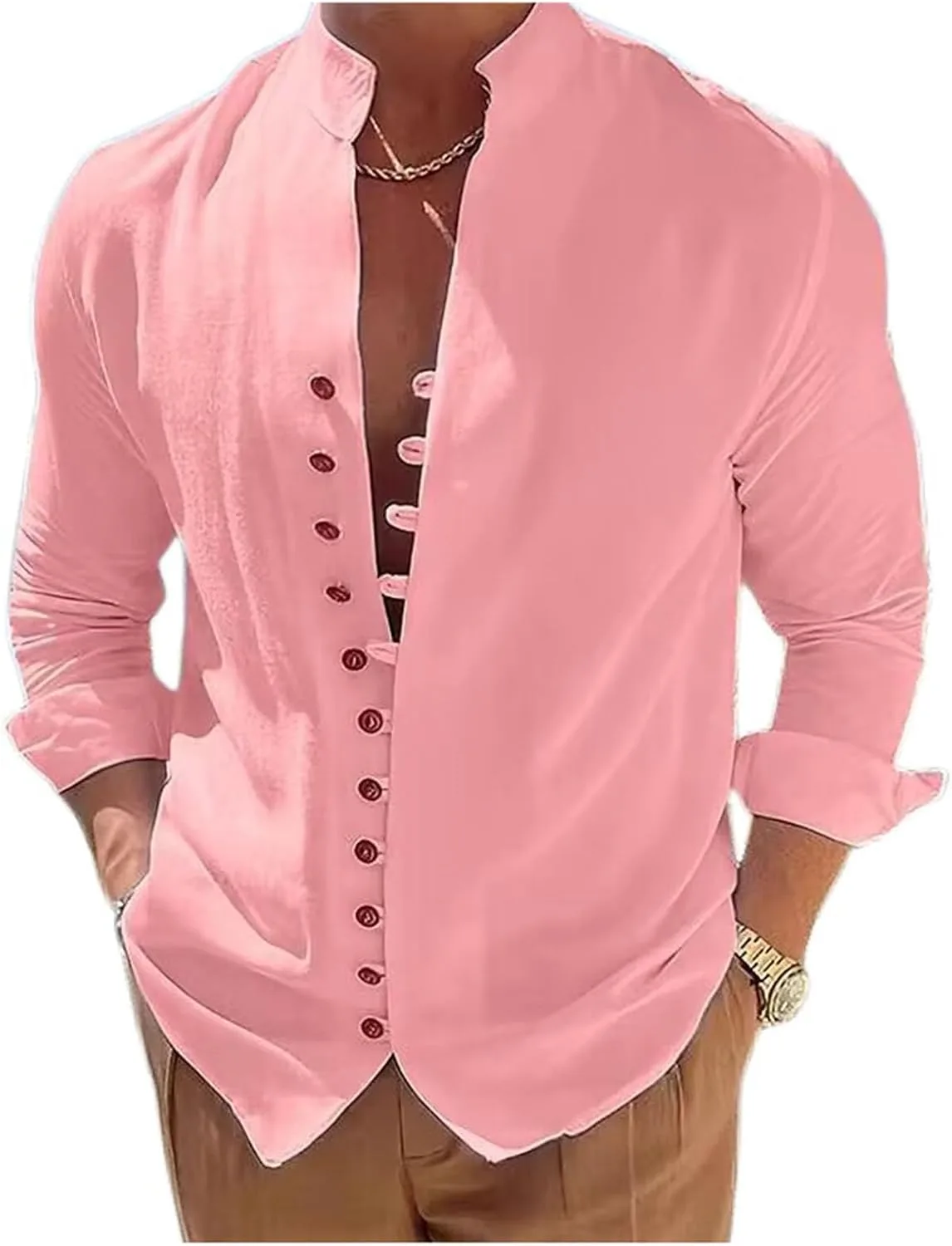 

Мужская повседневная рубашка с длинным рукавом из хлопка и льна evzosrz