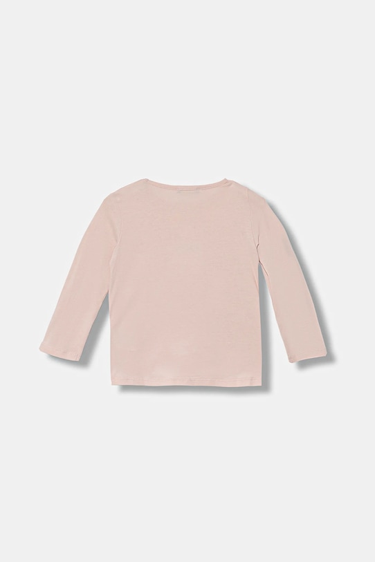 Детская хлопковая кофта с длинным рукавом United Colors Of Benetton, розовый — фото 2