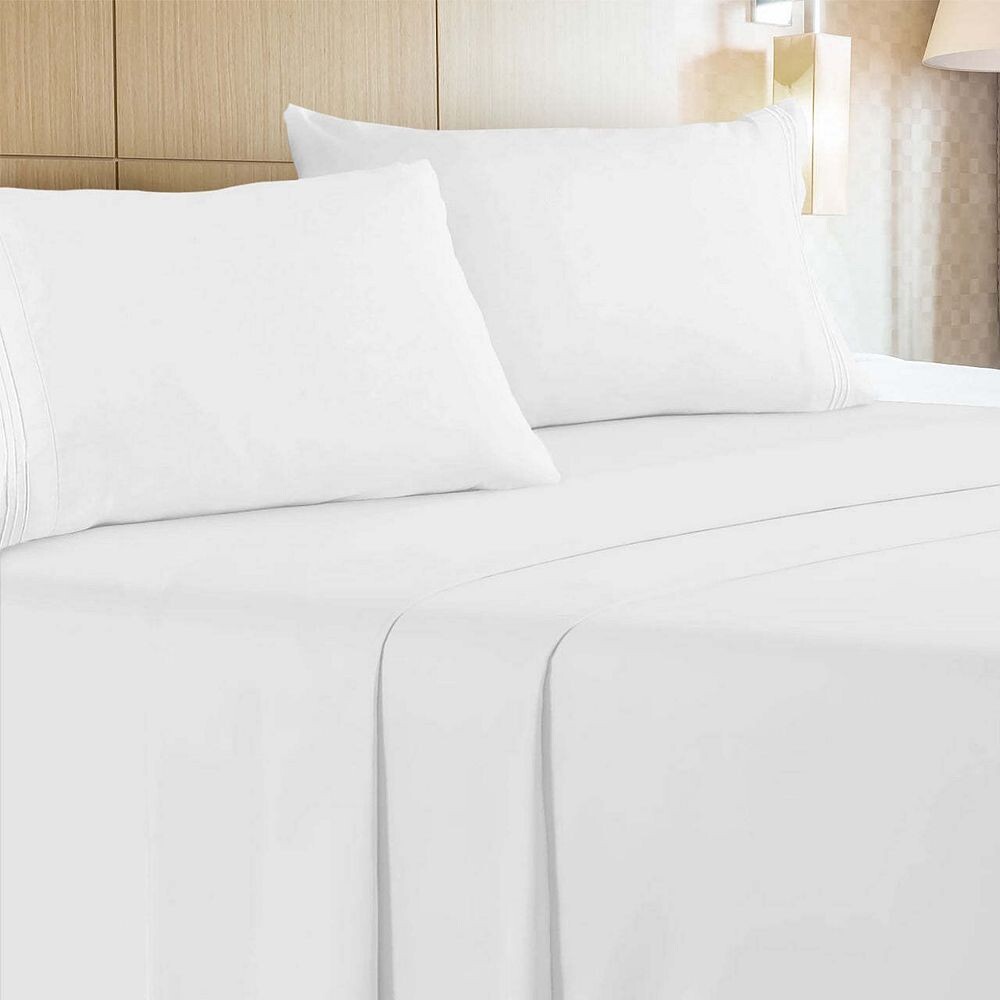

Комплект постельного белья Leluxe Home из 4 предметов из микрофибры, очень мягкий и не мнущийся, комплект из 4 предметов с глубокими карманами, белый