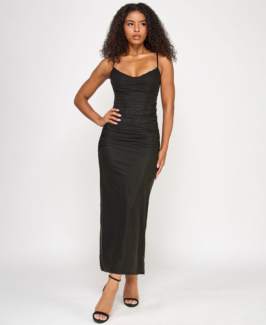 

Платье-корсаж без рукавов с кружевной отделкой для девочек-подростков SENI & CADE, Black