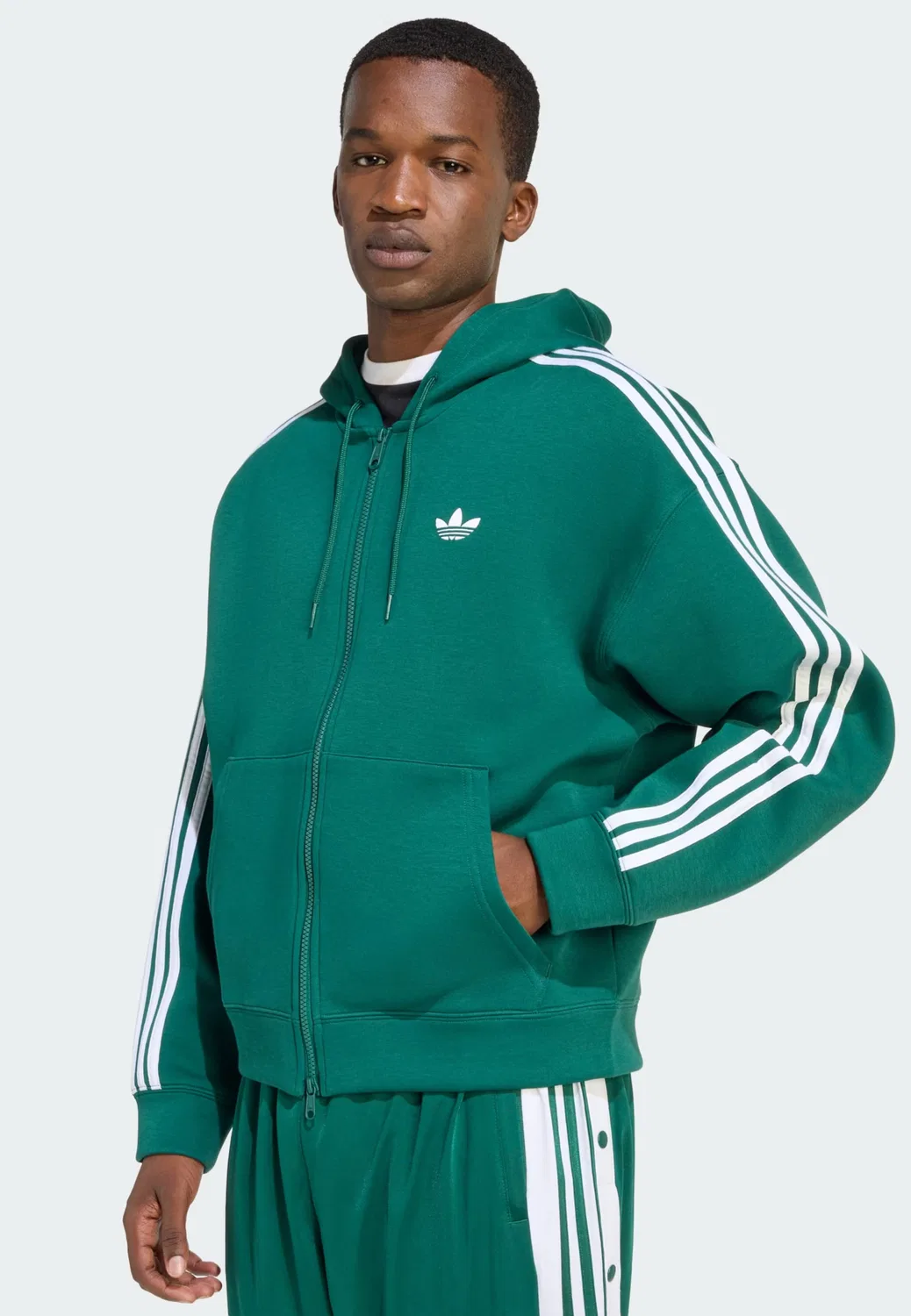 Толстовка на молнии Adidas Originals Adicolor Spacer изумрудного цвета — фото 3