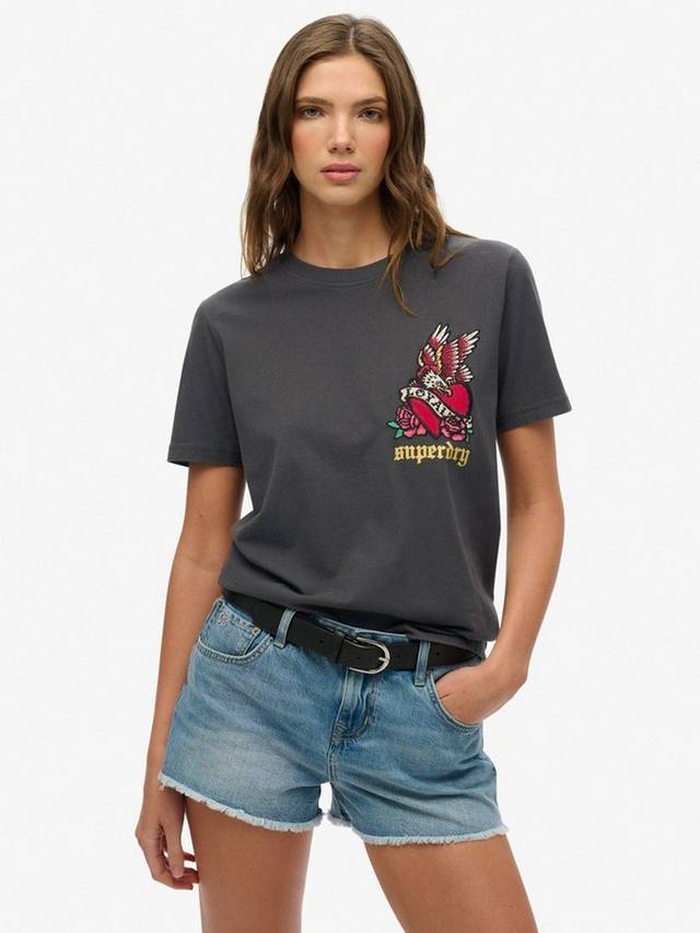 

Футболка Old School Tattoo Relaxed Superdry, Washed Black