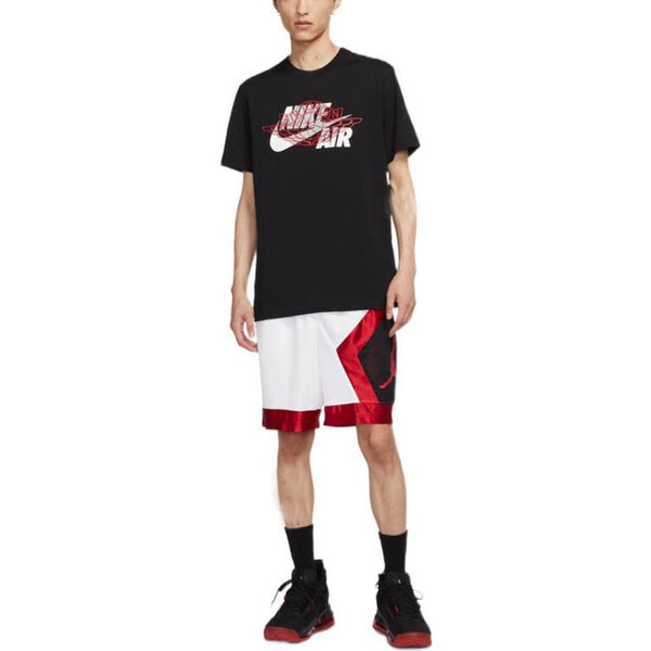 Футболка Air Jordan Alphabet Logo Pattern Printing Round Neck Casual Short Sleeve Black, черный — фото 3