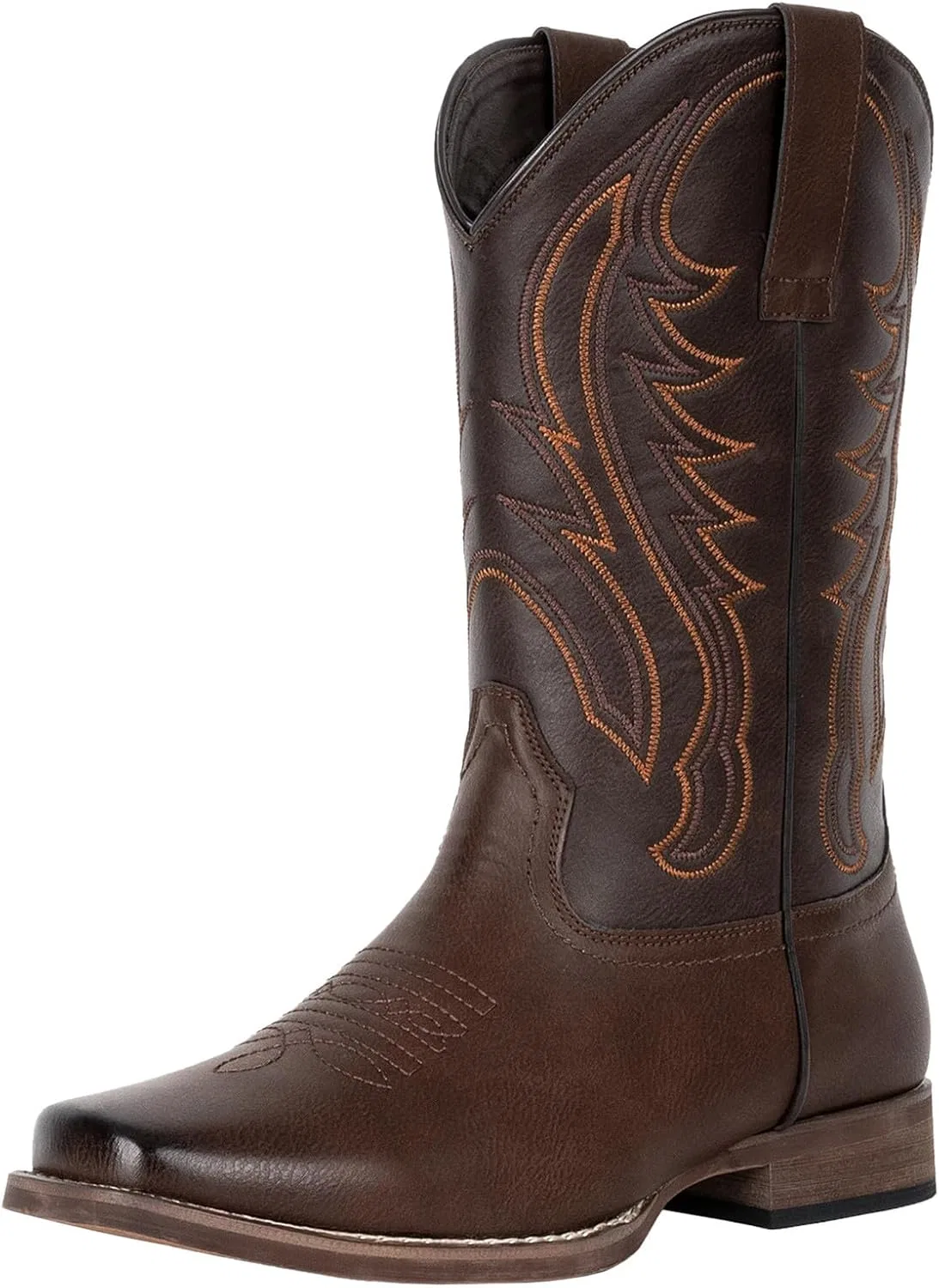Мужские ковбойские ботинки J's.ole с квадратным носком, в стиле вестерн, классические ботинки в стиле кантри с вышивкой, идеально подходят для концертов, повседневной носки и свадеб J's.o.l.e, Brown