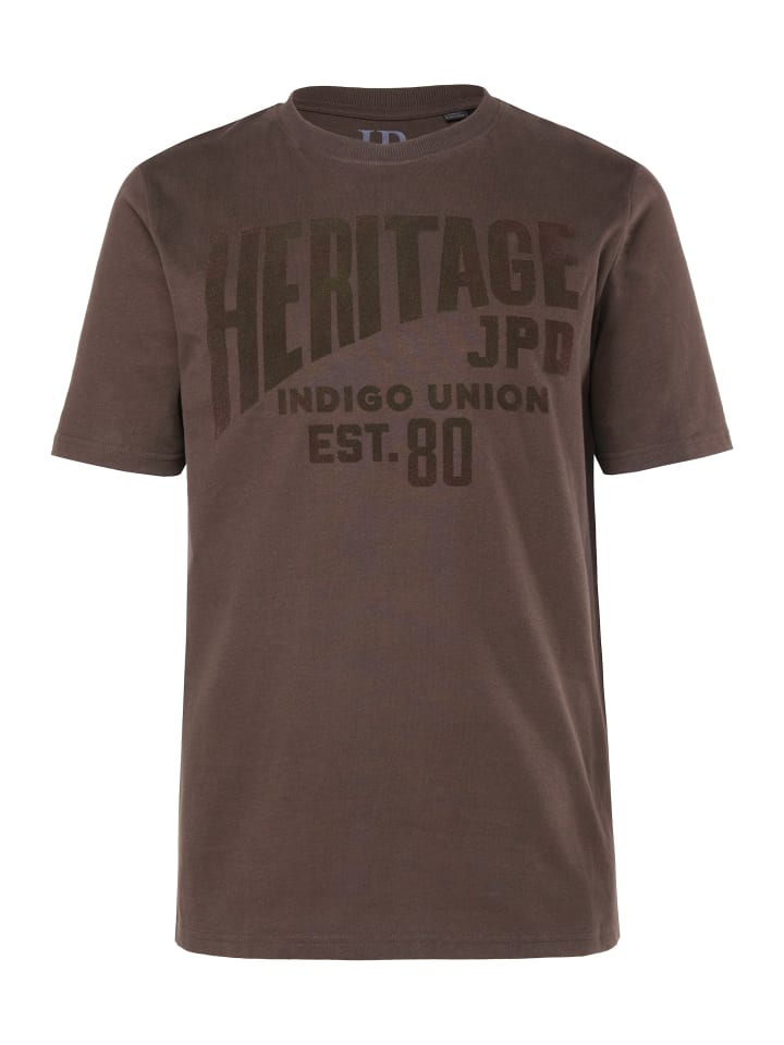 

Футболка с короткими рукавами темно-коричневого цвета JP1880, Коричневый, Футболка с короткими рукавами темно-коричневого цвета JP1880