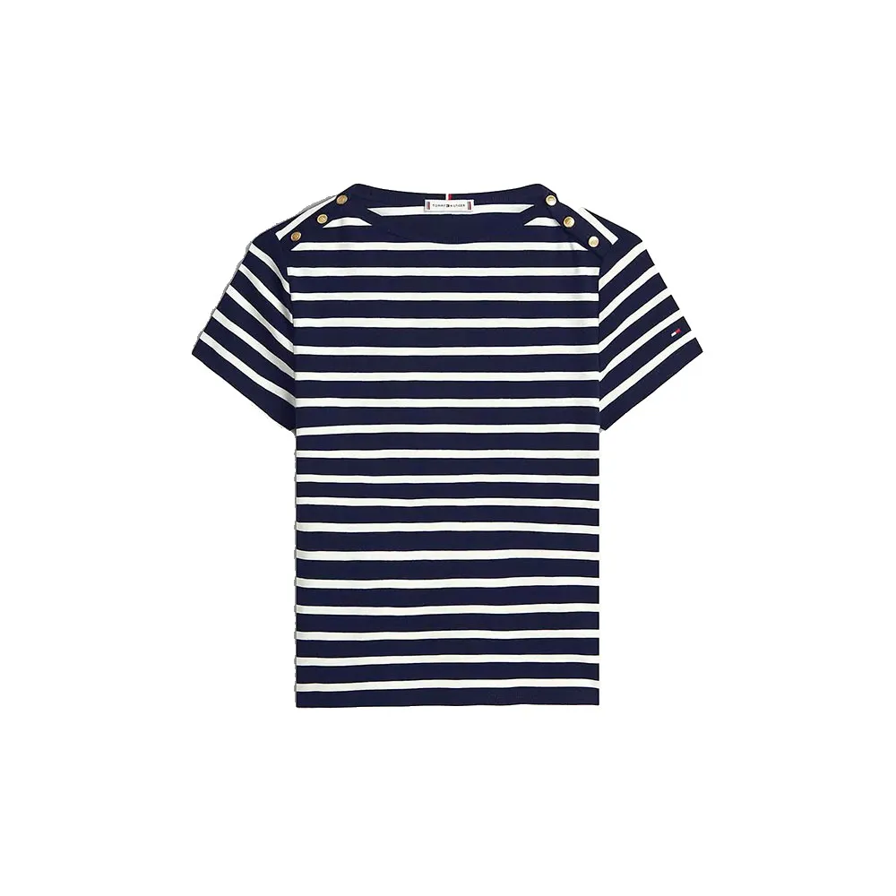 Футболка Tommy Hilfiger Gold Button Slim Fit с коротким рукавом, синий — фото 3