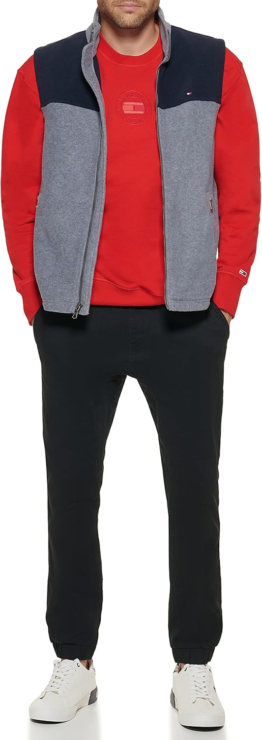 Легкий мужской жилет Tommy Hilfiger Polar Fleece, Navy/Light Grey — фото 4