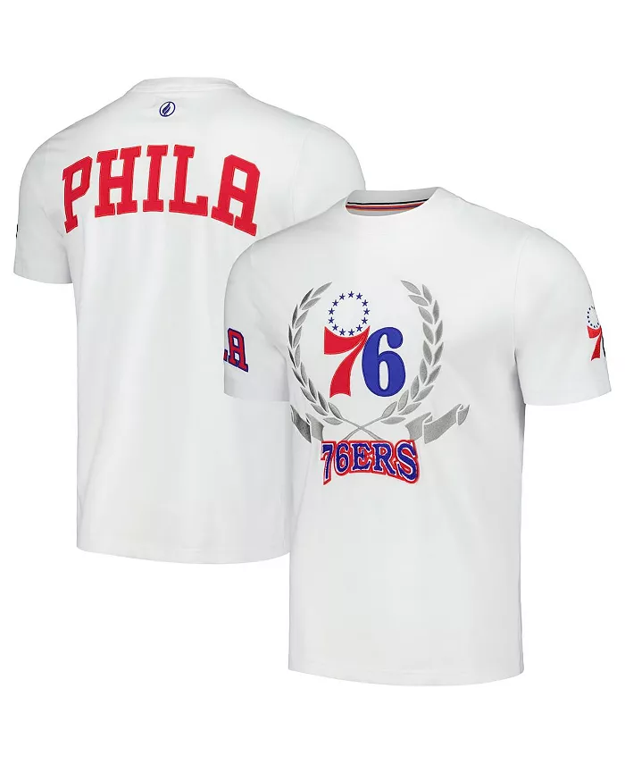 

Мужская и женская белая футболка Philadelphia 76ers Heritage Crest FISLL