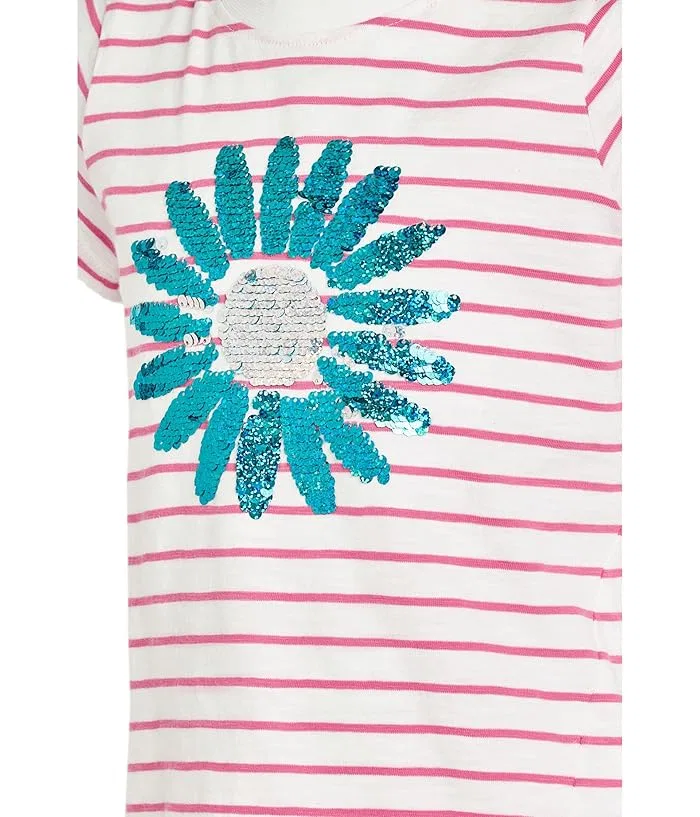 Футболка с цветочным принтом и завязками Radiant Flower Striped Tie Front Tee Hatley Kids, White — фото 3