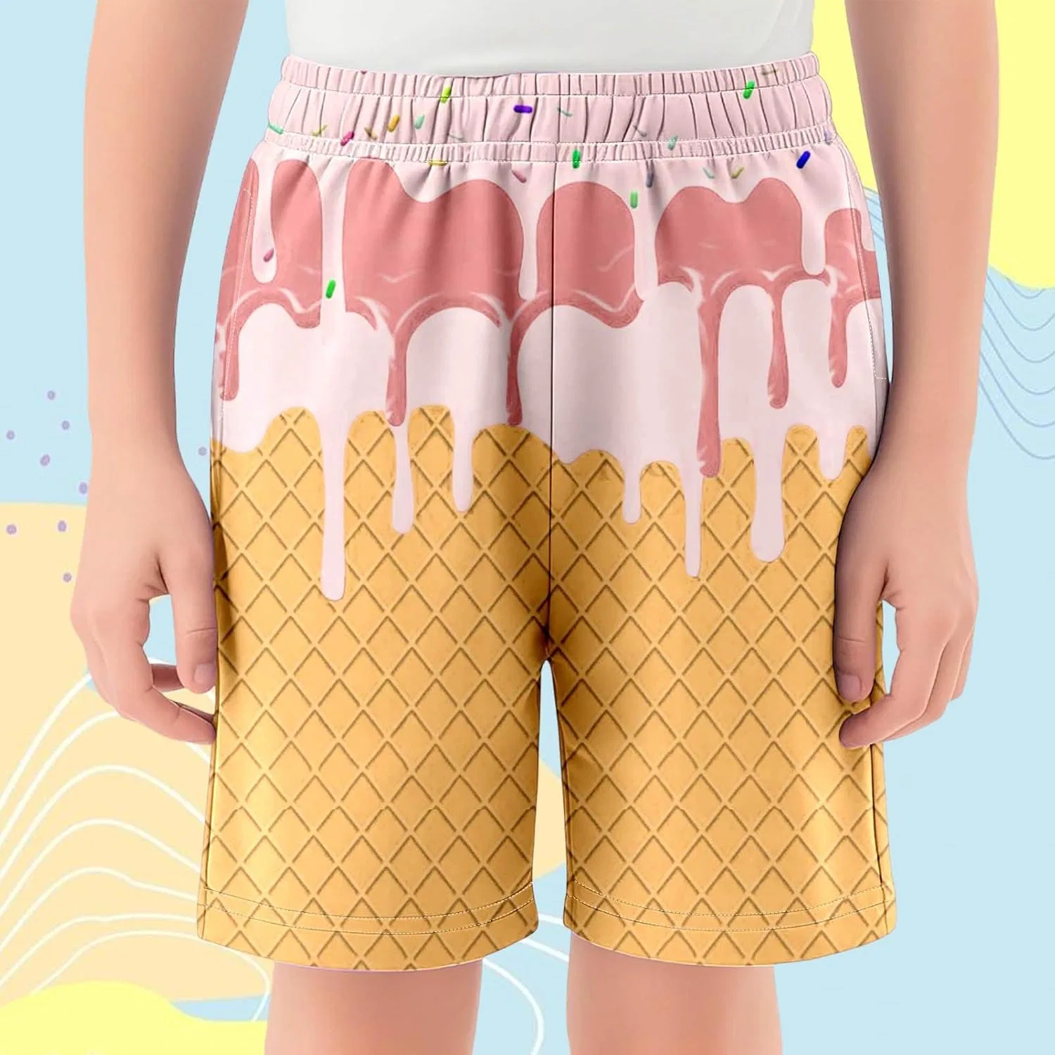 Шорты активные с принтом Ice Cream, бренд Generic, цвет 03-light Pink — фото 2