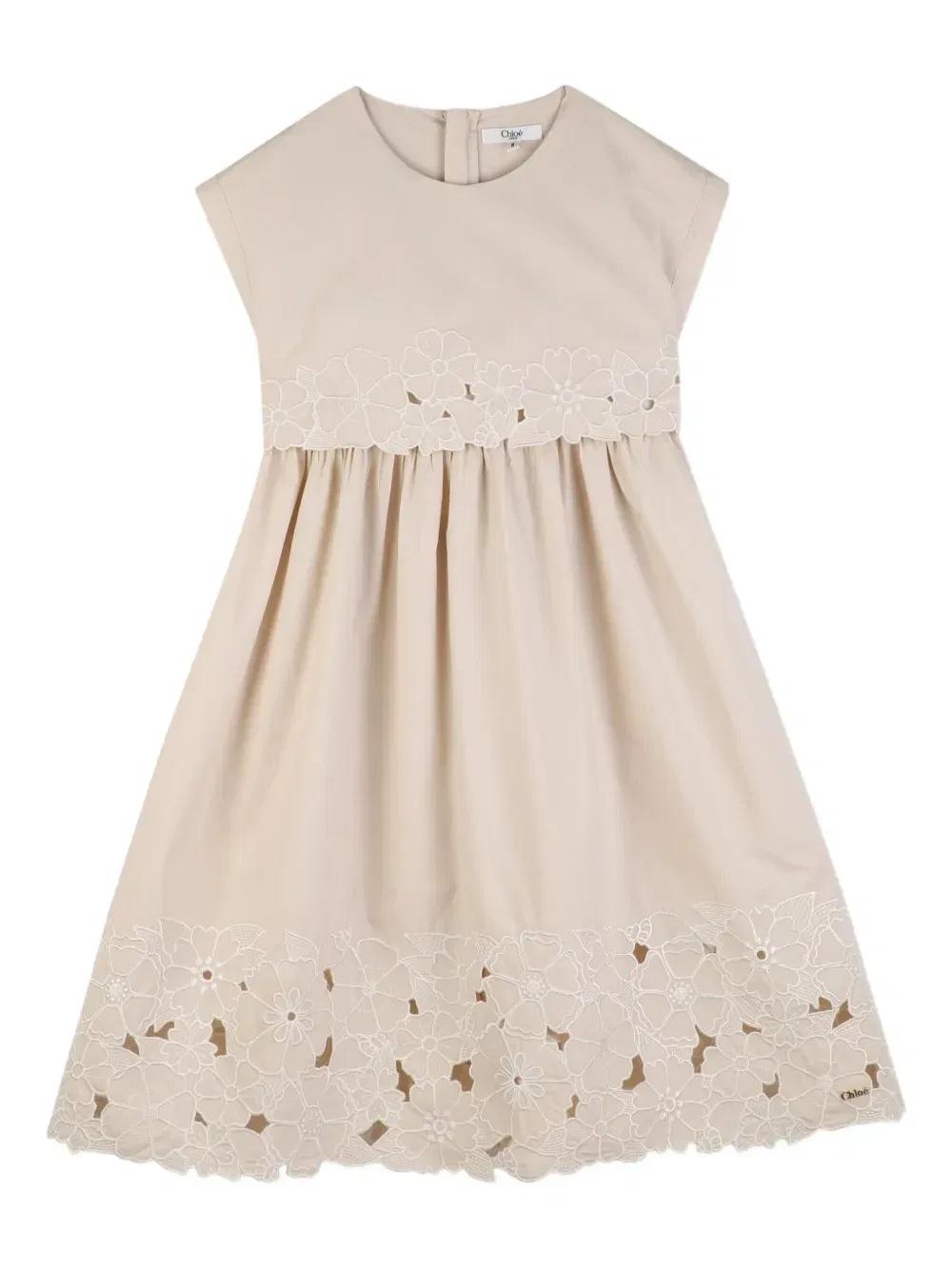 Платье с цветочной вышивкой Chloé Kids, бежевый