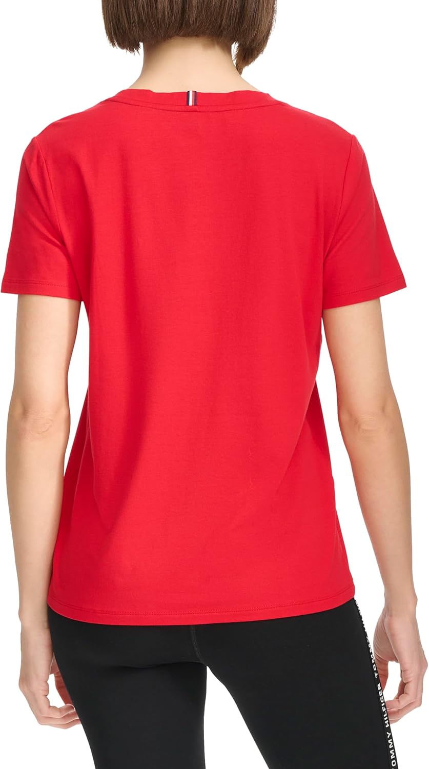 Женская футболка с короткими рукавами и монохромным логотипом Tommy Hilfiger, Rich Red — фото 4