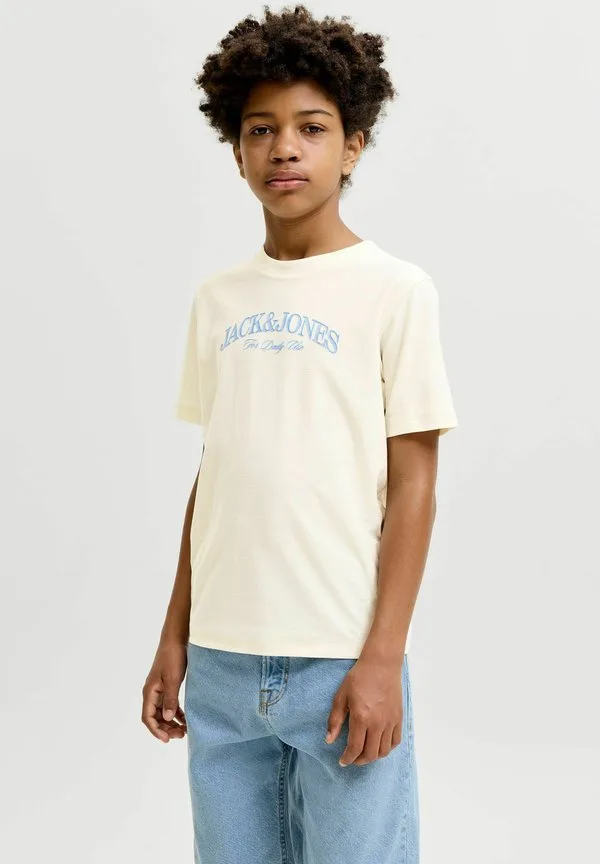 Футболка, футболка для подростков, футболка с принтом Jack & Jones Junior, Antique White — фото 2