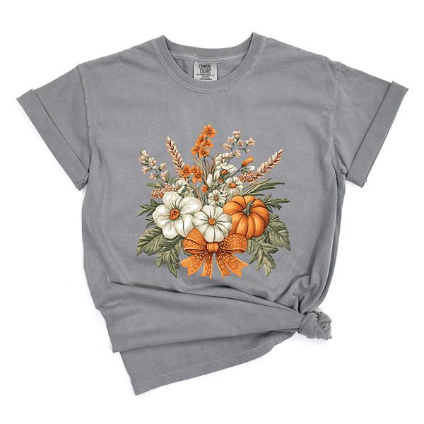 

Футболка с принтом Coquette orange bow fall floral Simply Sage Market, Grey