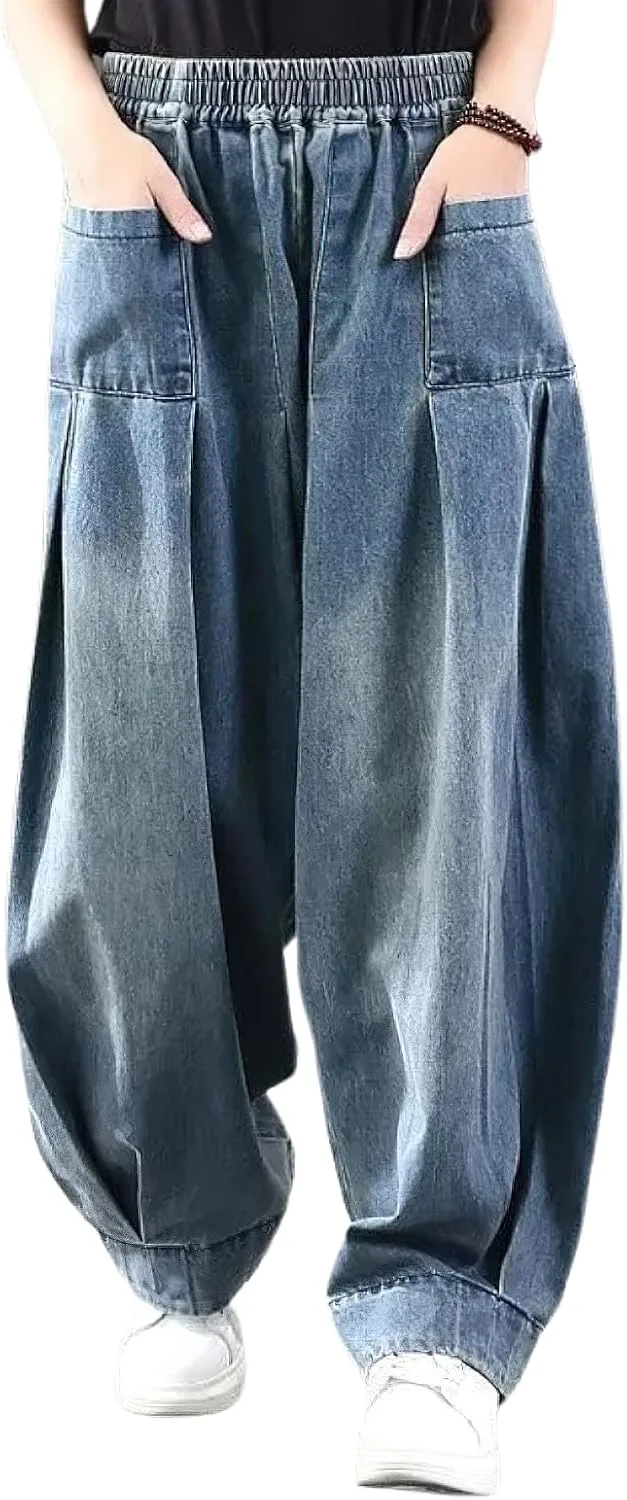 

Женские джинсы-кюлоты с эластичным поясом chouyatou