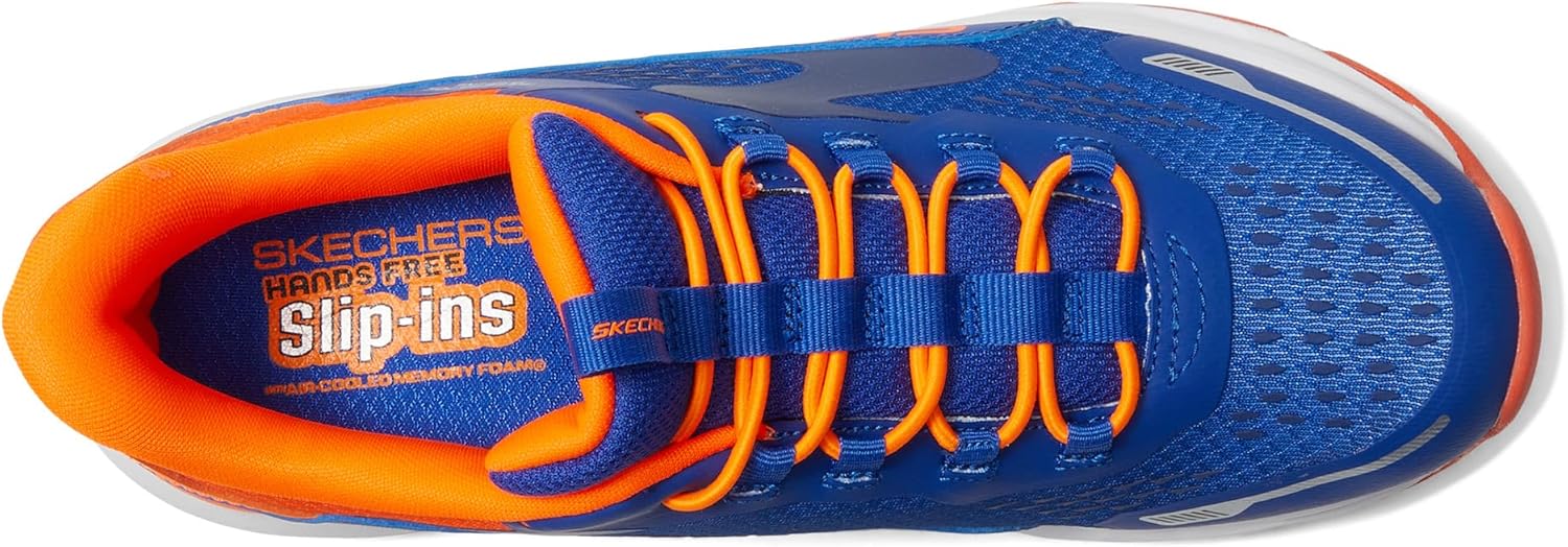 Детские слипоны Skechers для мальчиков Hands Free, Glide-Step Vista Lane 404203l (младший/старший ребенок), синий/оранжевый — фото 2
