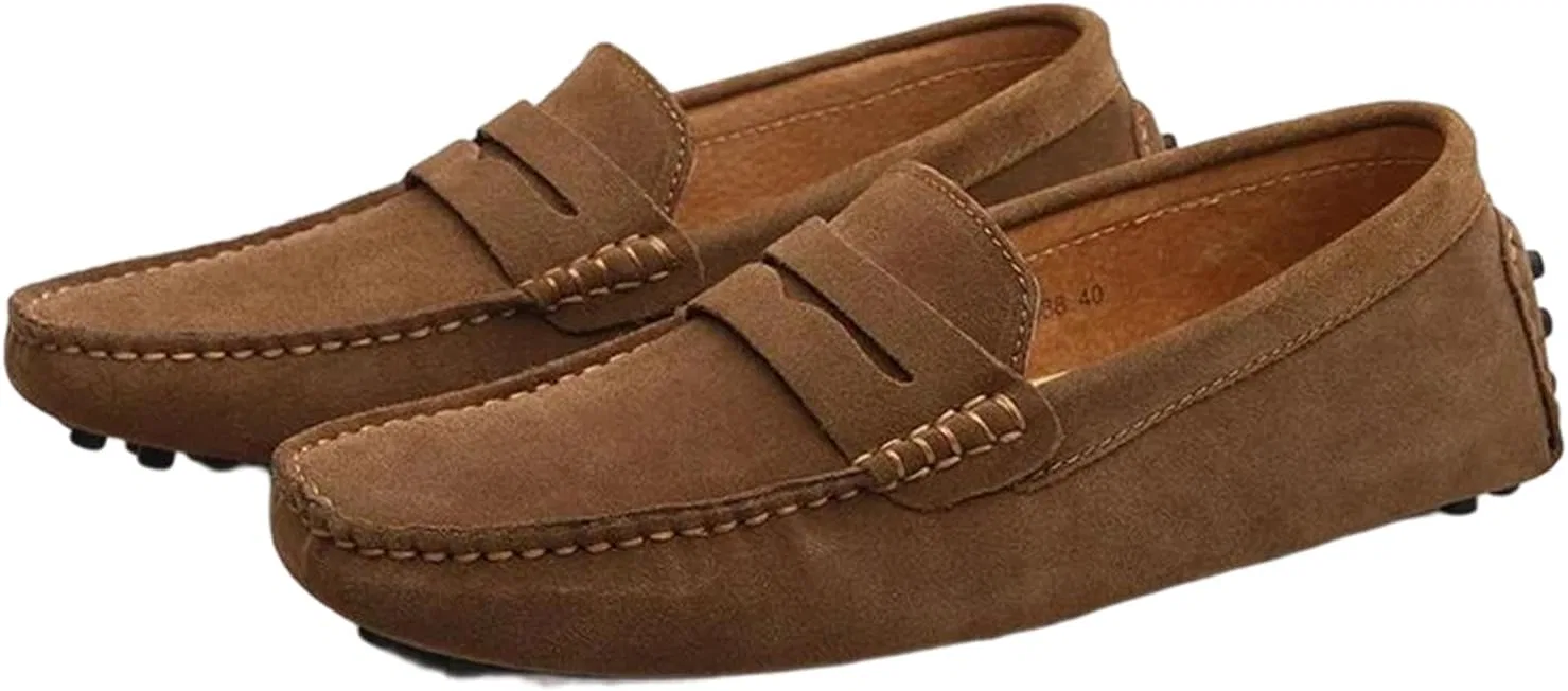 Лоферы мужские замшевые Adhdyuud Penny Loafers, хаки