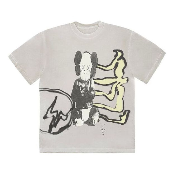 

Футболка cactus jack x kaws for fragment tee 'vintage wash' Travis Scott, белый