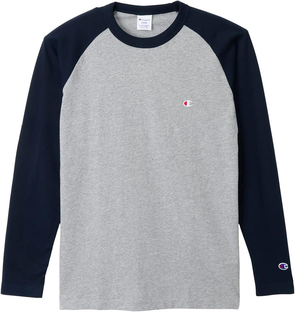 

Мужская футболка Champion C3-P402Z с длинными рукавами, 100% хлопок, классический дизайн, рукава реглан, вышитый логотип, футболка с длинными рукавами реглан, темно-серый