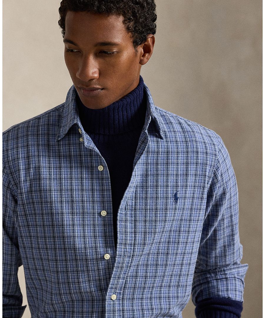 Мужская рубашка Оксфорд Polo Ralph Lauren, Blue Heather Multi — фото 2