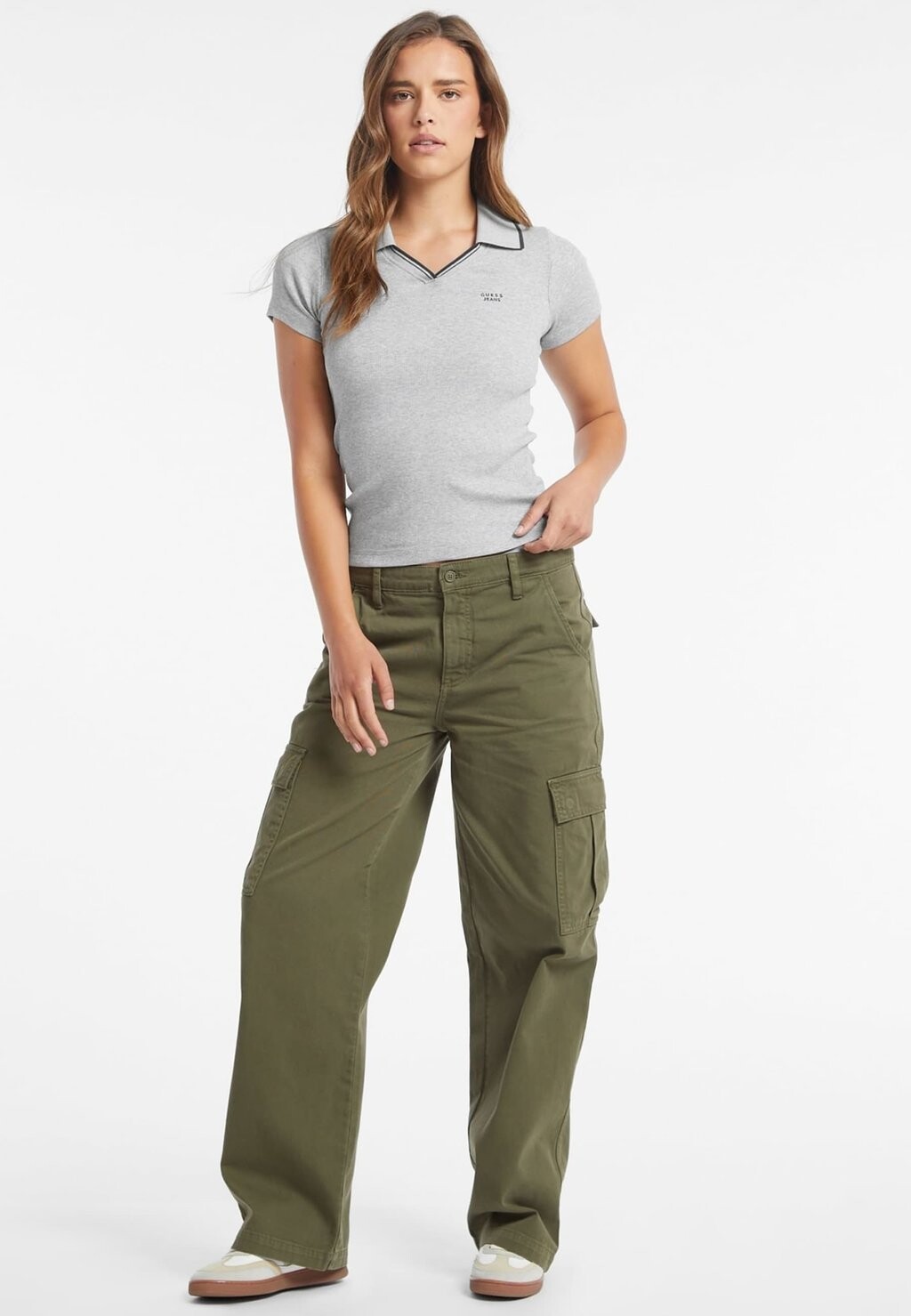 

Рубашка поло SLIM EMBRO Guess Jeans, серый