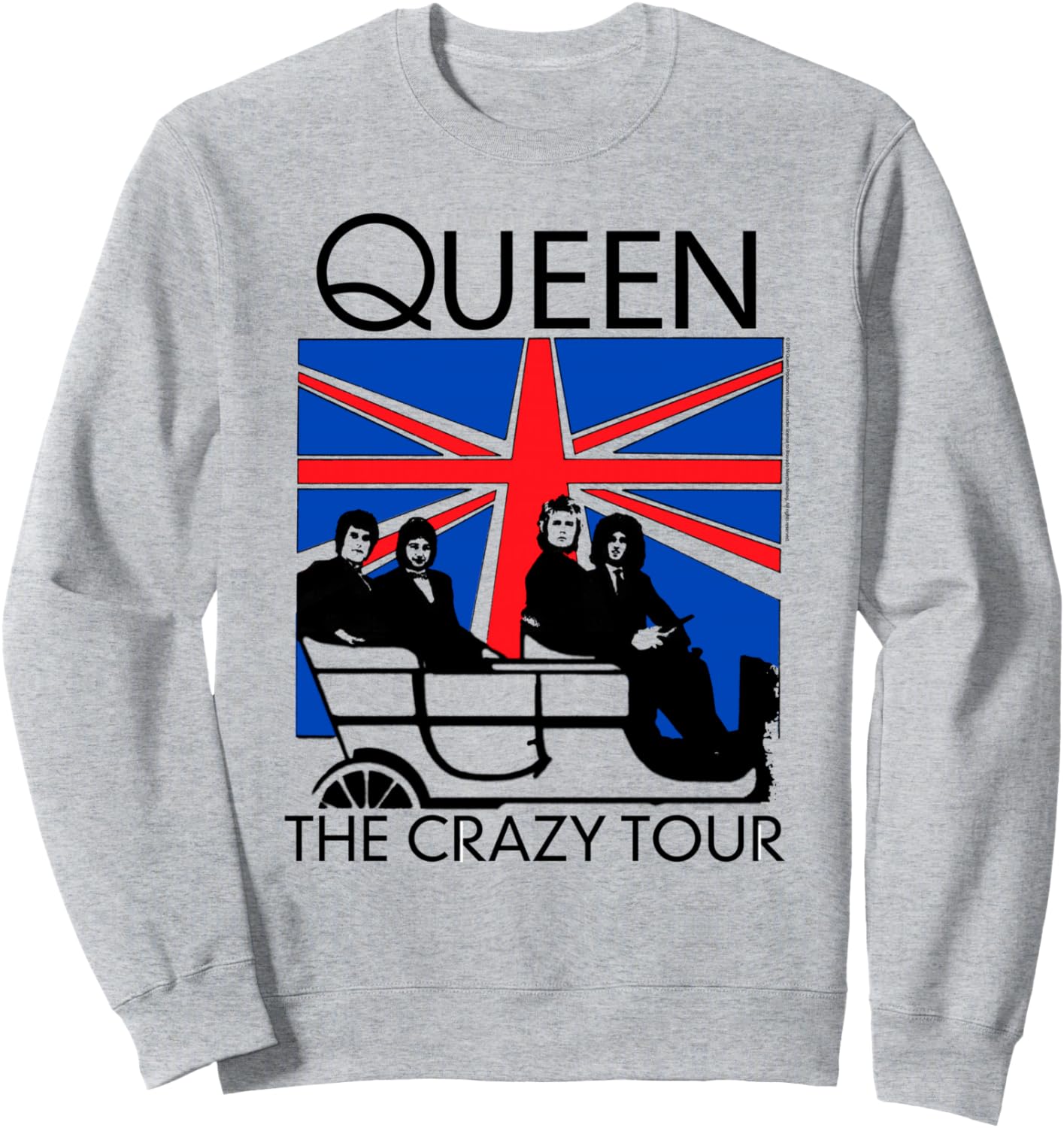 

Официальная толстовка Queen Crazy Tour с британским флагом, серая, Серый, Официальная толстовка Queen Crazy Tour с британским флагом, серая