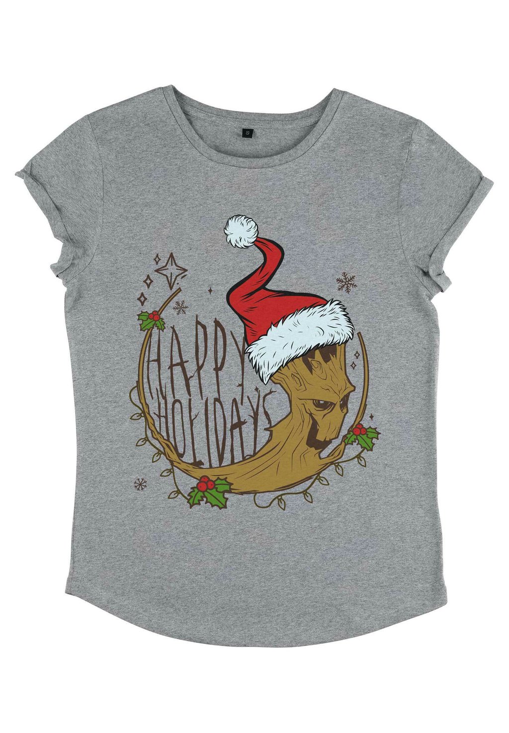 

Футболка с принтом GUARDIANS OF THE GALAXY GROOT CHRISTMAS Henry Tiger, серый