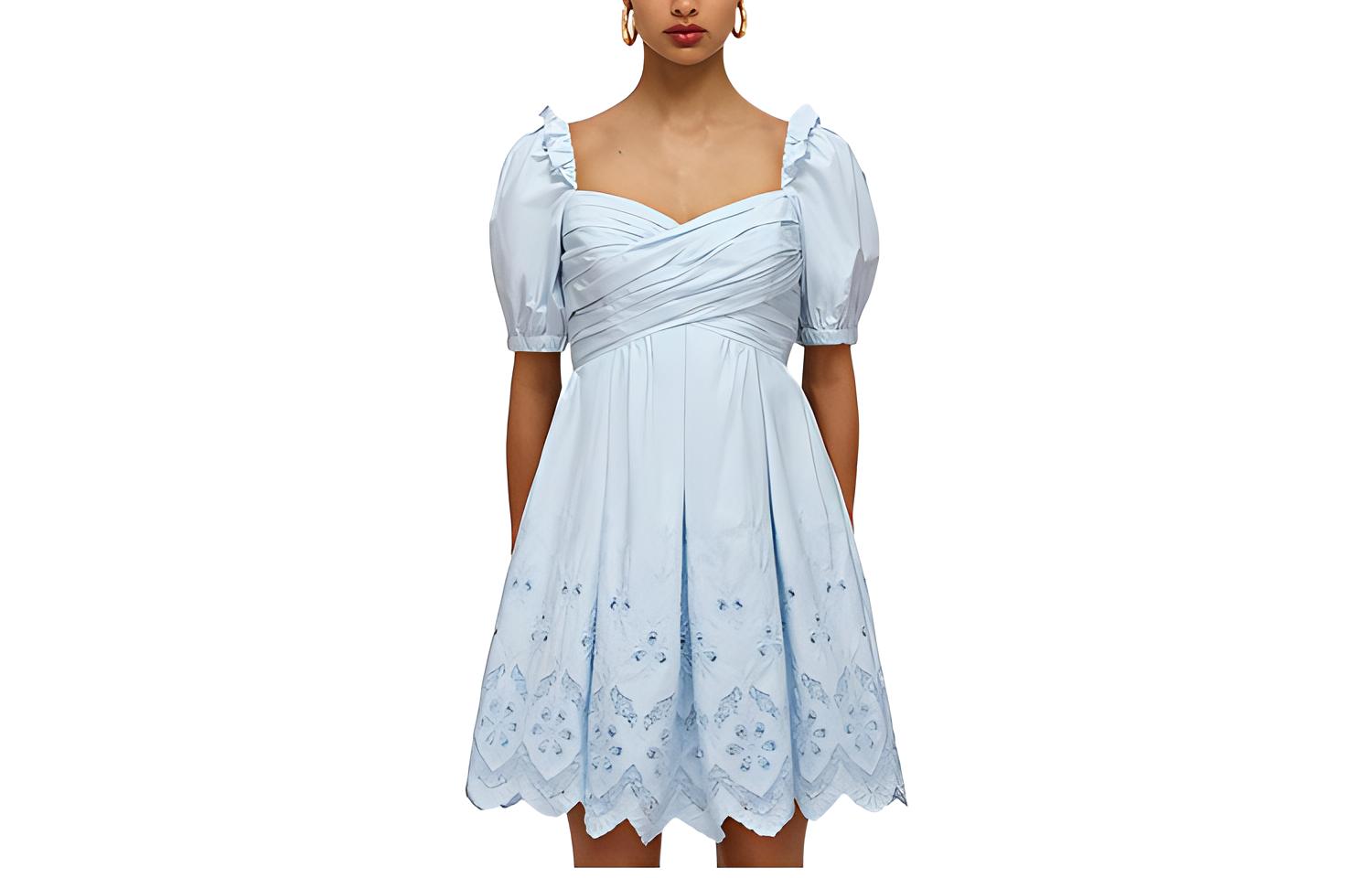 

Self-portrait Женское платье с коротким рукавом Self Portrait небесно-голубого цвета