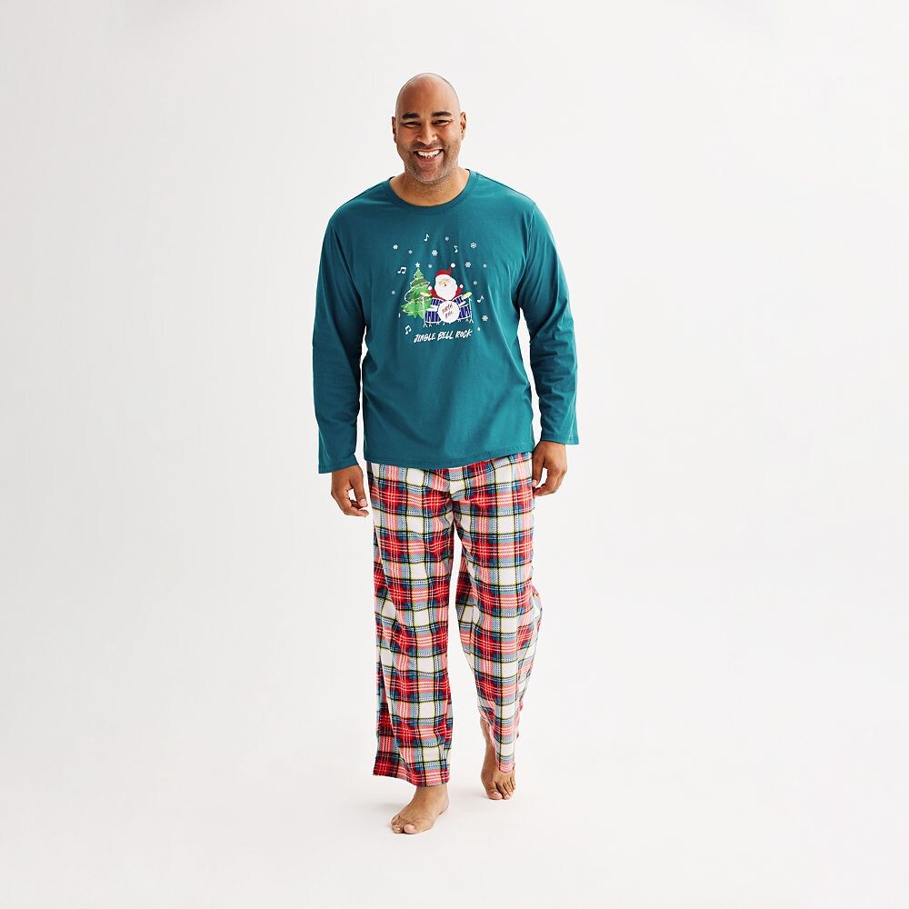 

Big & Tall Jammies For Your Families Комплект пижамного верха и трусов с Санта-Клаусом Jingle Bell Rock Cuddl Duds, цвет Medium Skin Tone Santa