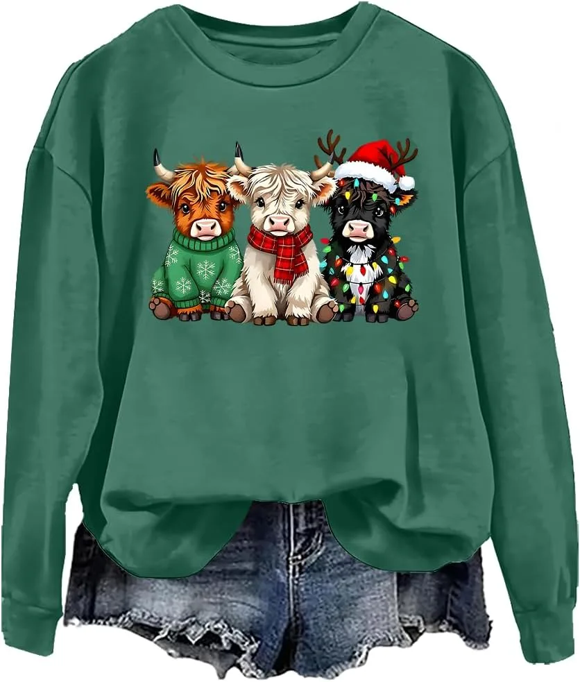 

Рождественский свитшот с шотландской коровой woati