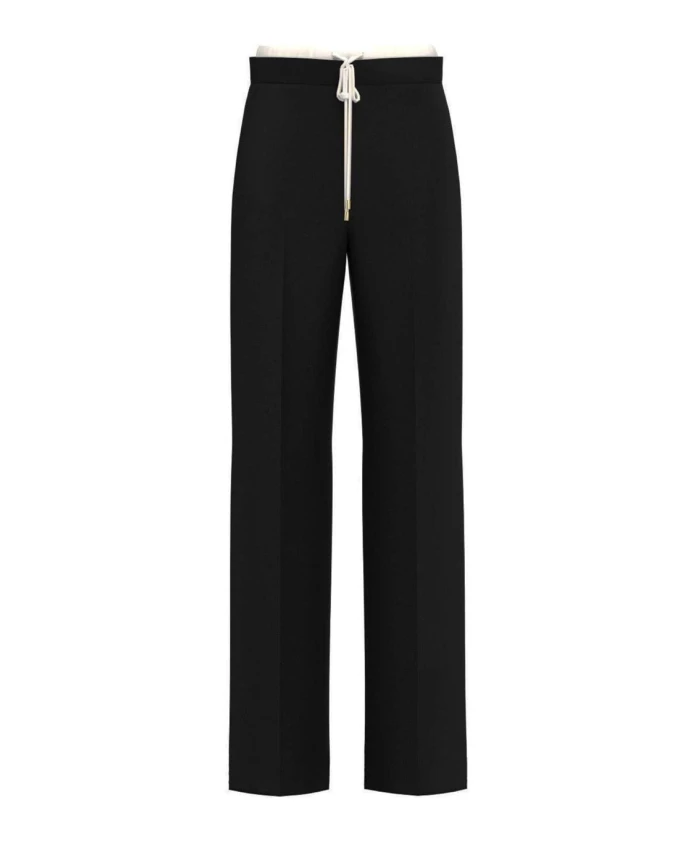 

Черные прямые брюки с атласной отделкой Marella, черный