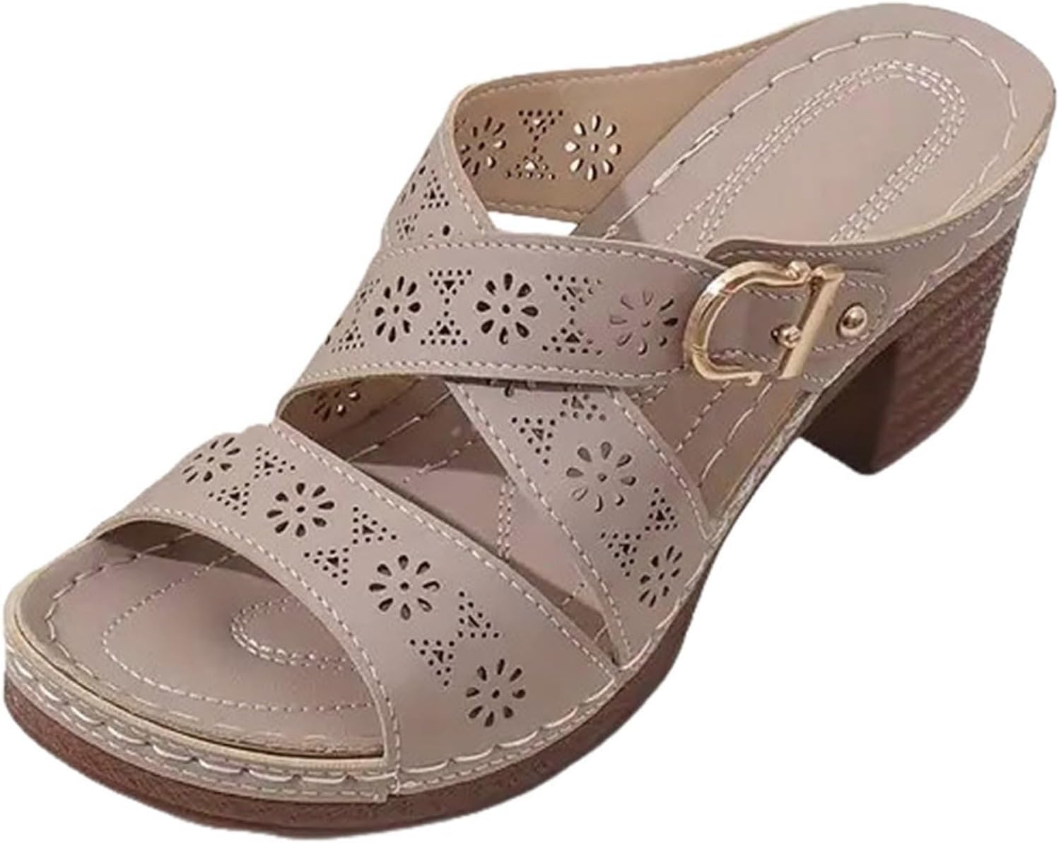 

Женские массивные сандалии с цветочным вырезом на танкетке, удобные шлепанцы, сандалии для прогулок, легкие модные летние пляжные туфли Kvotuu, хаки