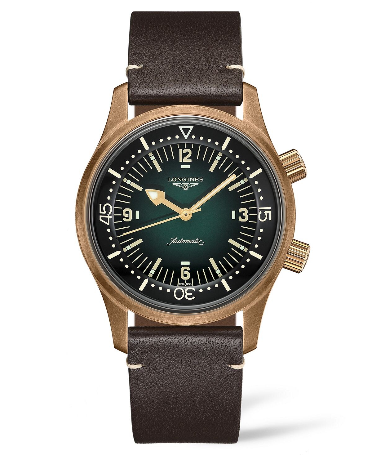 

Мужские швейцарские автоматические часы Legend Diver с коричневым кожаным ремешком, 42 мм Longines