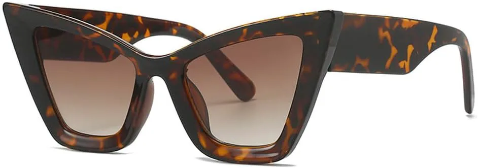 

Модные солнцезащитные очки большого размера «кошачий глаз» для женщин, винтажные градиентные очки с защитой от УФ-излучения UV400 для мужчин WNCKSQ, Leopard Tea