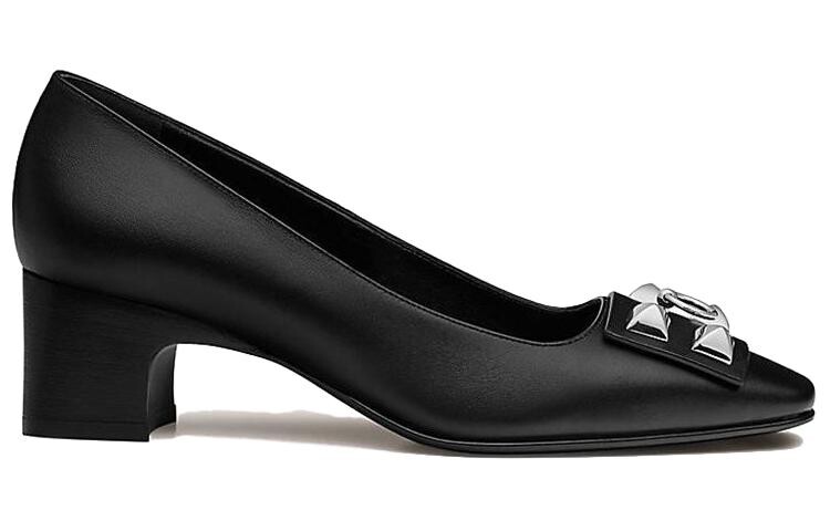 Нежные туфли на высоком каблуке женские черные Hermes — фото 2