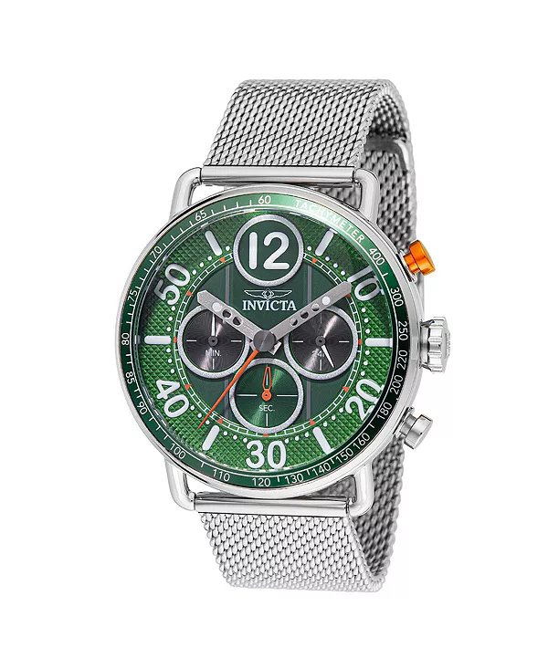 

Мужские кварцевые часы-хронограф Speedway 49373 с зеленым циферблатом Invicta, silver