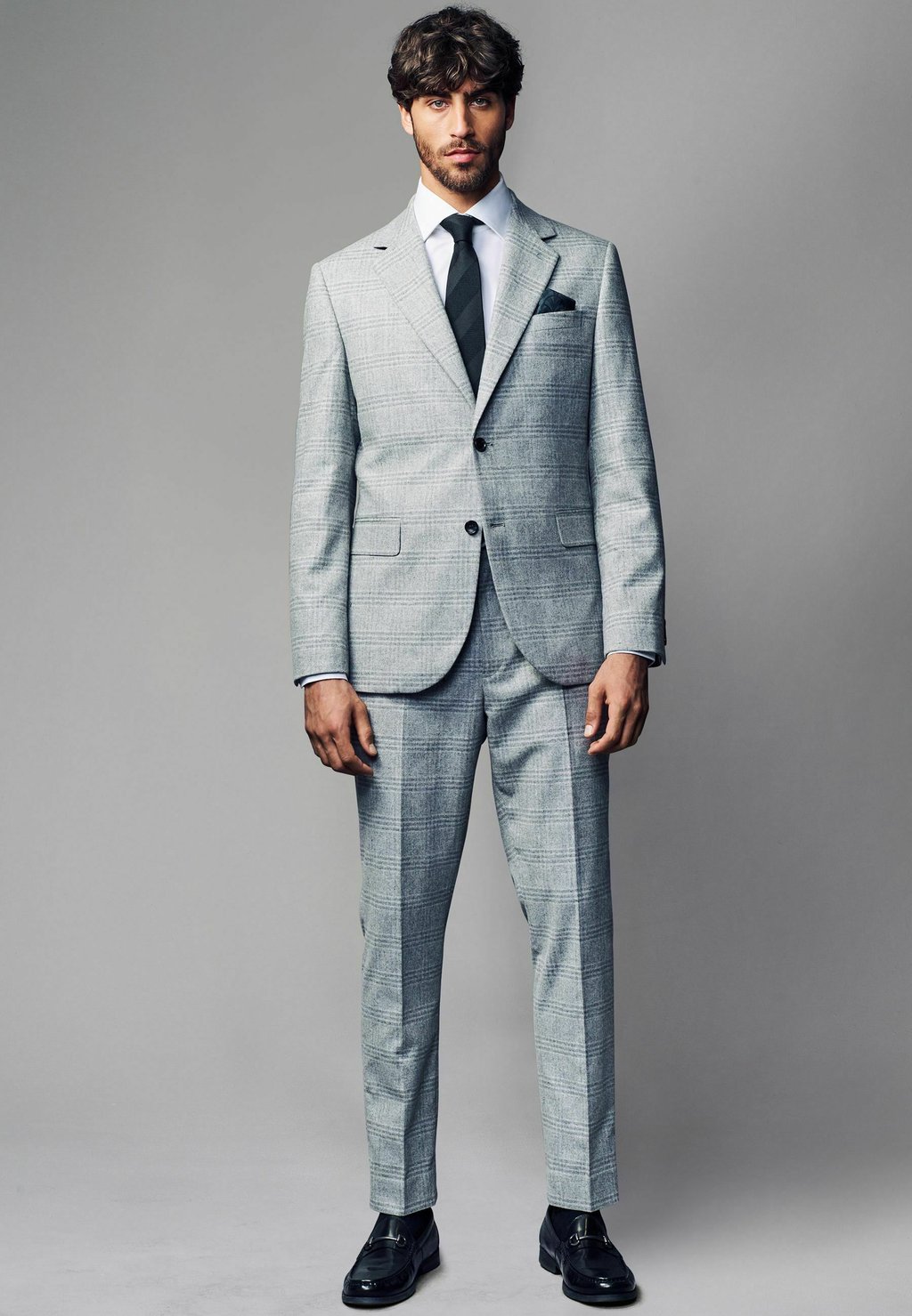 

Костюмные брюки REGULAR FIT BRUSHED CHECK Next, серый