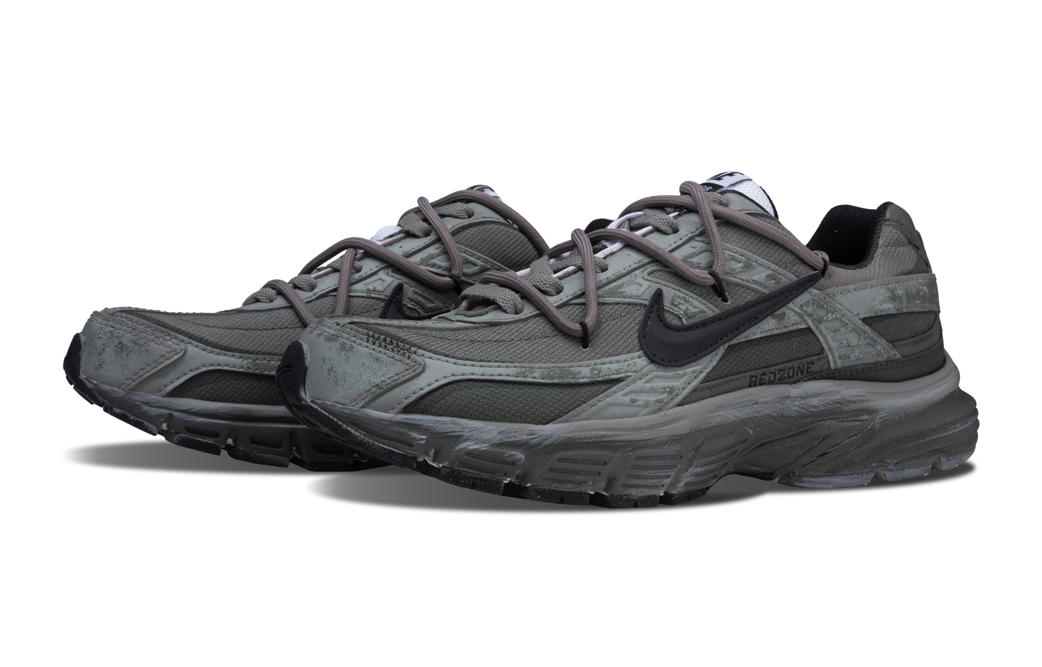 Амортизирующие износостойкие низкие кроссовки для бега мужские Nike, серый/зеленый — фото 4