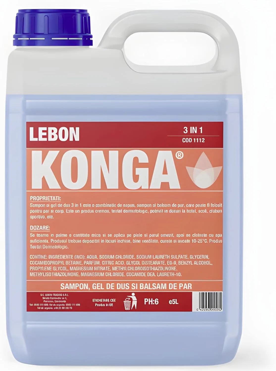 Гель для душа 3-в-1 Konga без отдушек, 5 л Konga
