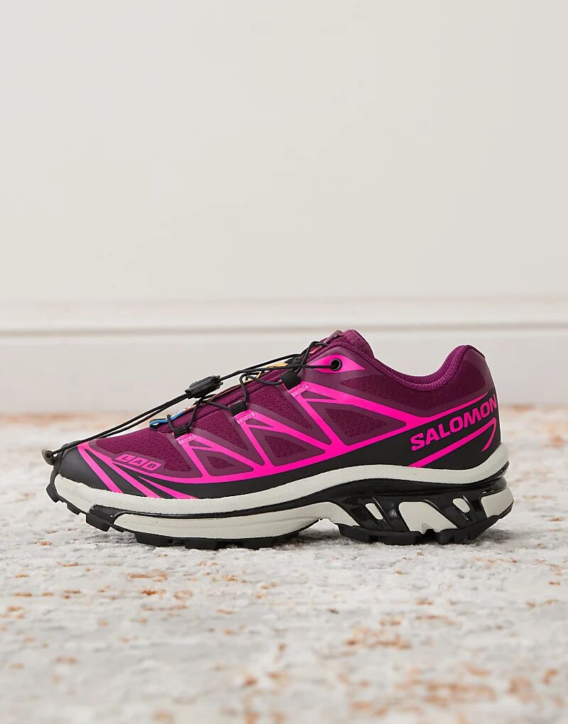 Кроссовки XT-6 фиолетового и неоново-розового цвета Salomon