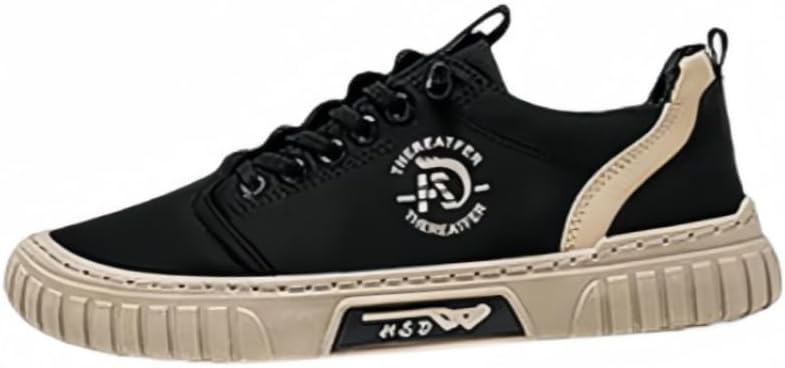 

Мужские спортивные кроссовки с однотонным верхом и низкой шнуровкой - мягкая подошва для ходьбы на свежем воздухе Hoalox, черный