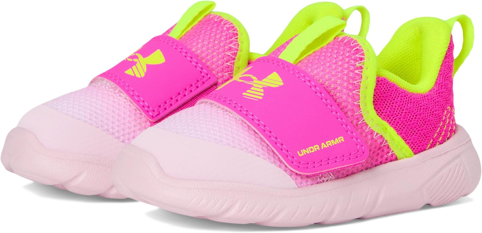 Кроссовки Under Armour Kids Flash, цвет Prime Pink/Rebel Pink/High Vis Yellow